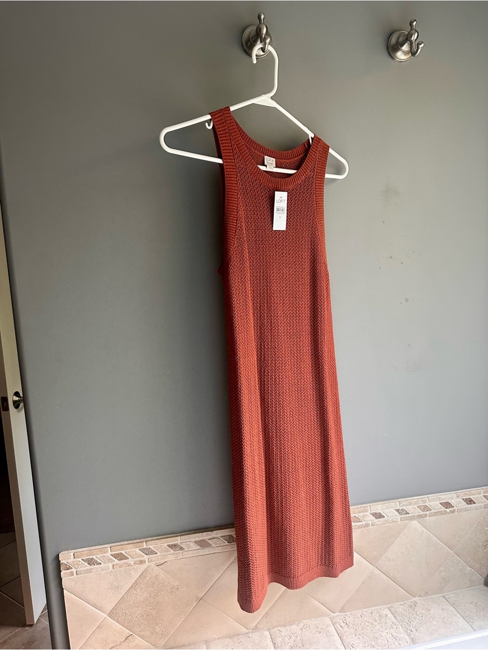 Textured Sleeveless Ann Taylor loft beach Maxi Dress in Rust